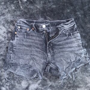 American Eagle Outfitters Frayed Black Denim Shorts